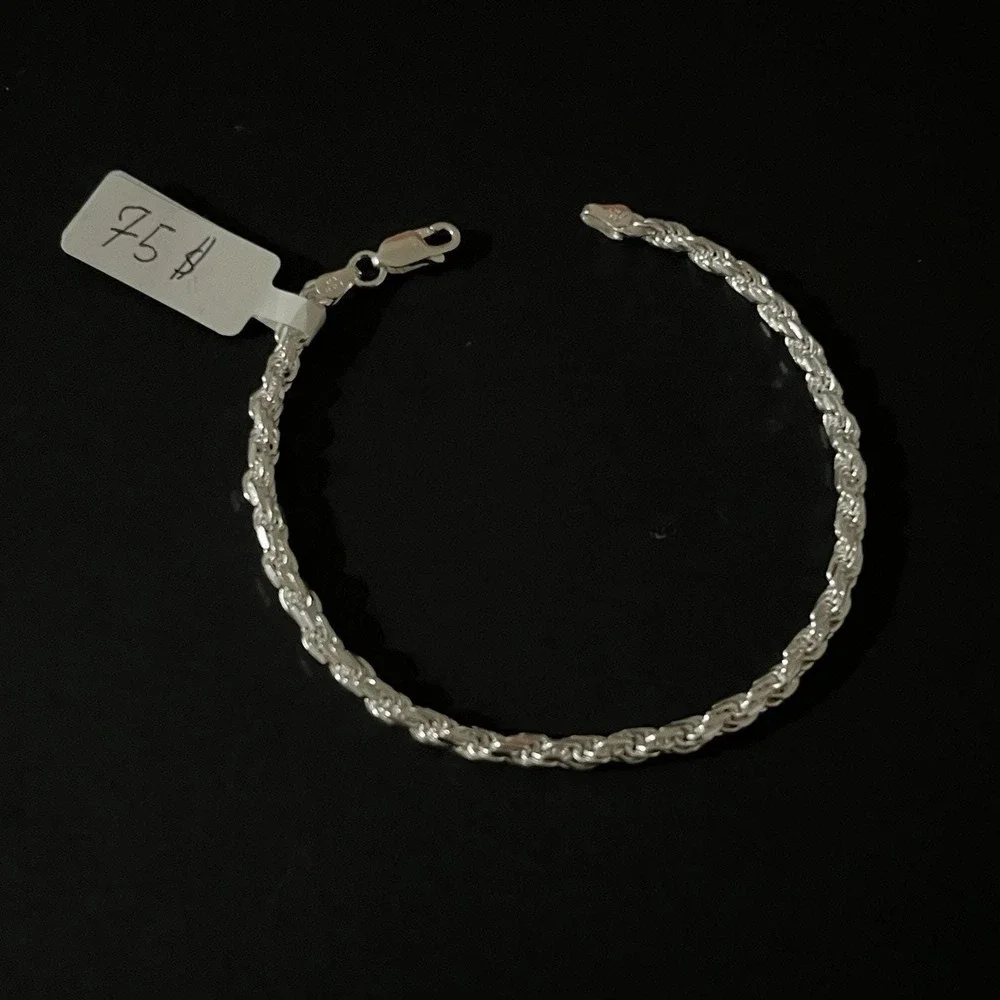 Esclava De Plata 925 Con Diseño Rope,Rope Design Silver Bracelet